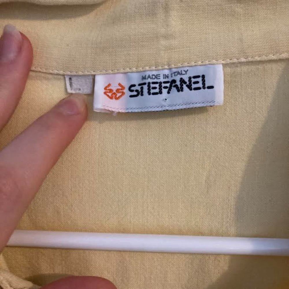 stefanel large yellow button up shirt short sleeves - Picture 2 of 2